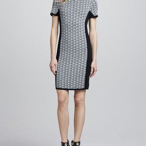 Jacquard-Knit Panel Sweater Dress